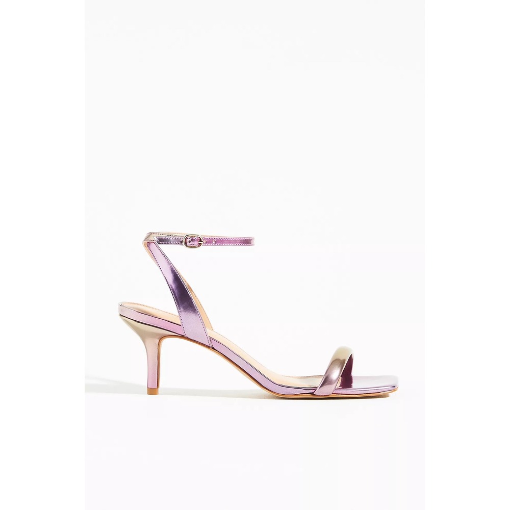 By Anthropologie Metallic Iridescent Kitten Heel Sandals Size 39 EU 8.5 US